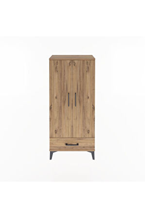 Arges Dolap 3 Raflı Tek Çekmeceli 2 Kapaklı 60x30x134 Çam-Çam