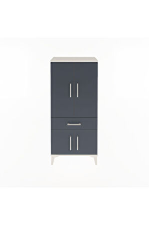 Arges Dolap 2 Raflı Tek Çekmeceli 4 Kapaklı 60x30x134 Aytaşı-Antrasit