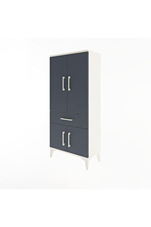Arges Dolap 2 Raflı Tek Çekmeceli 4 Kapaklı 60x30x134 Aytaşı-Antrasit