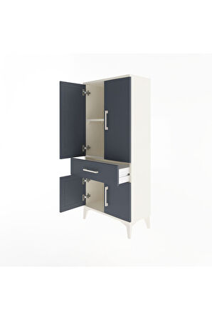 Arges Dolap 2 Raflı Tek Çekmeceli 4 Kapaklı 60x30x134 Aytaşı-Antrasit