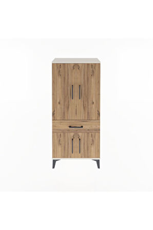 Arges Dolap 2 Raflı Tek Çekmeceli 4 Kapaklı 60x30x134 Aytaşı-Çam