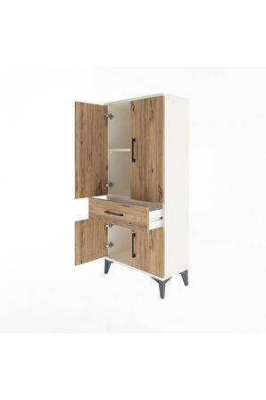 Arges Dolap 2 Raflı Tek Çekmeceli 4 Kapaklı 60x30x134 Aytaşı-Çam