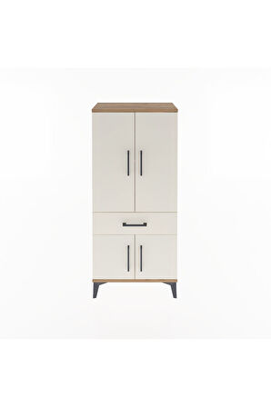 Arges Dolap 2 Raflı Tek Çekmeceli 4 Kapaklı 60x30x134 Çam-Aytaşı