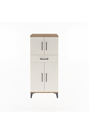 Arges Dolap 2 Raflı Tek Çekmeceli 4 Kapaklı 60x30x134 Çam-Aytaşı