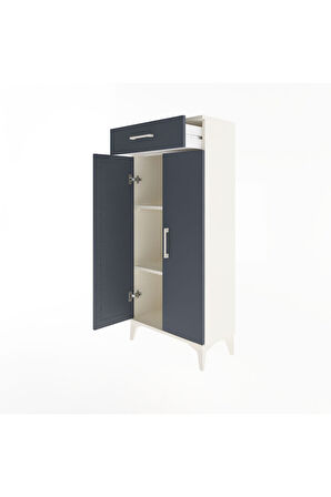 Arges Dolap 2 Raflı Tek Çekmeceli 2 Kapaklı 60x30x134 Aytaşı-Antrasit