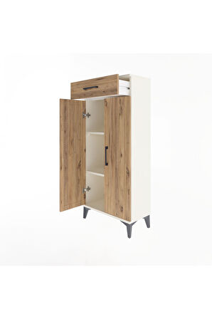 Arges Dolap 2 Raflı Tek Çekmeceli 2 Kapaklı 60x30x134 Aytaşı-Çam