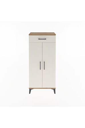 Arges Dolap 2 Raflı Tek Çekmeceli 2 Kapaklı 60x30x134 Çam-Aytaşı
