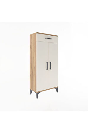 Arges Dolap 2 Raflı Tek Çekmeceli 2 Kapaklı 60x30x134 Çam-Aytaşı