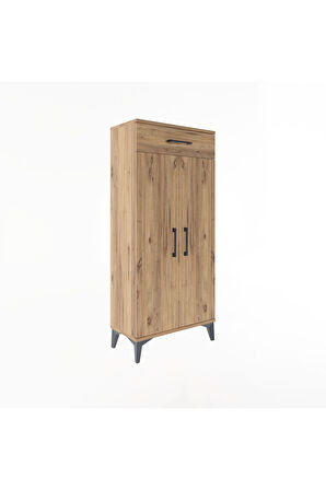 Arges Dolap 2 Raflı Tek Çekmeceli 2 Kapaklı 60x30x134 Çam-Çam