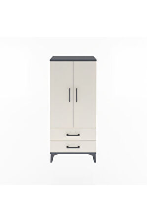 Arges Dolap 3 Raflı 2 Çekmeceli 2 Kapaklı 60x30x134 Antrasit-Aytaşı