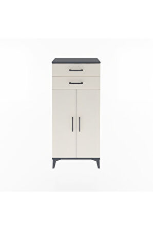 Arges Dolap 2 Raflı 2 Çekmeceli 2 Kapaklı 60x30x134 Antrasit-Aytaşı