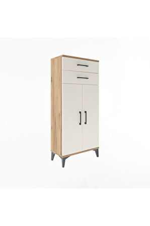 Arges Dolap 2 Raflı 2 Çekmeceli 2 Kapaklı 60x30x134 Çam-Aytaşı