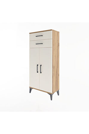 Arges Dolap 2 Raflı 2 Çekmeceli 2 Kapaklı 60x30x134 Çam-Aytaşı