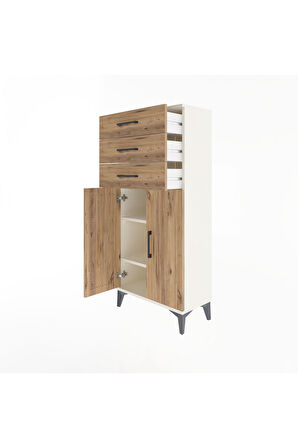 Arges Dolap 2 Raflı 3 Çekmeceli 2 Kapaklı 60x30x134 Aytaşı-Çam