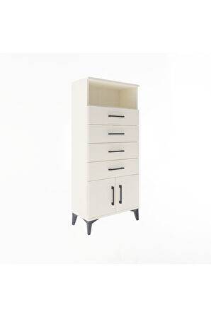 Arges Dolap Tek Raflı 4 Çekmeceli 2 Kapaklı 60x30x134 Aytaşı-Aytaşı
