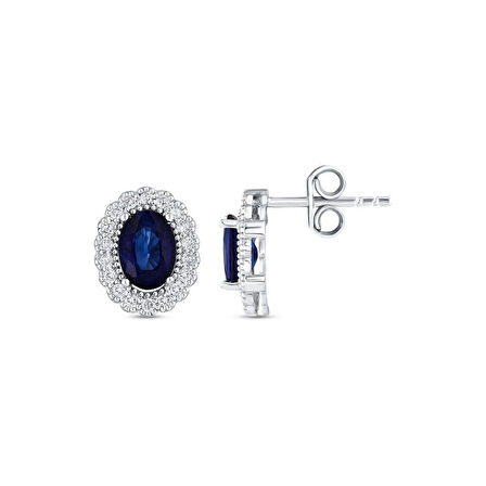0.15 Karat Safir Taşlı Pırlanta Küpe
