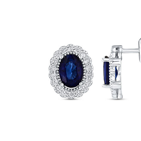 0.24 Karat Safir Taşlı Pırlanta Küpe