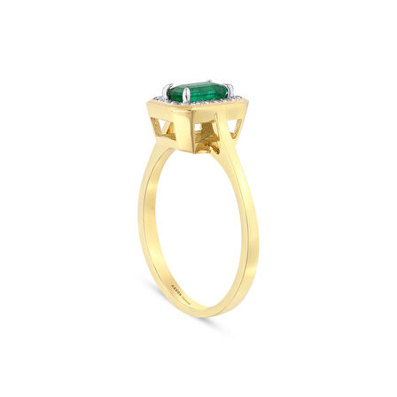 0.10 Karat Zümrüt Taşlı Pırlanta Yüzük