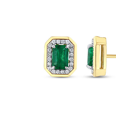 0.20 Karat Zümrüt Taşlı Pırlanta Küpe