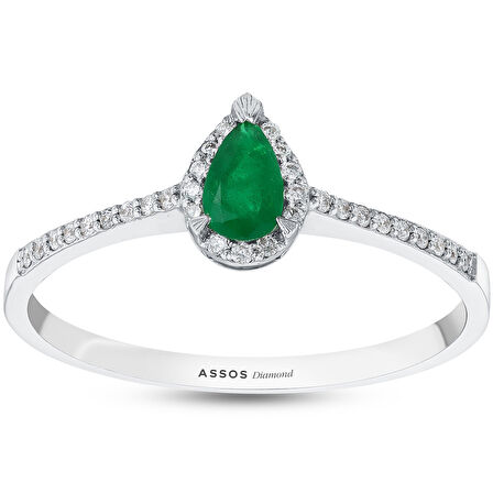 0.11 Karat Zümrüt Taşlı Pırlanta Yüzük