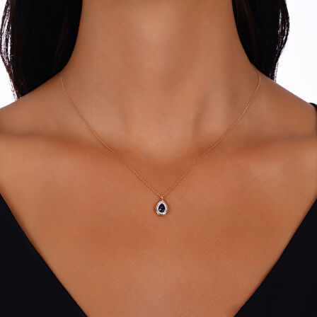 0.09 Karat Safir Taşlı Pırlanta Kolye