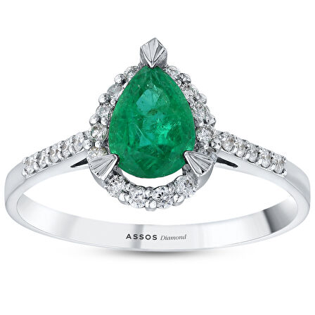 0.24 Karat Zümrüt Taşlı Pırlanta Yüzük