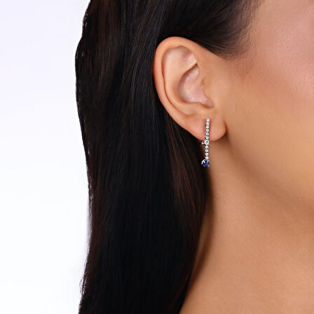 0.30 Karat Safir Taşlı Pırlanta Küpe