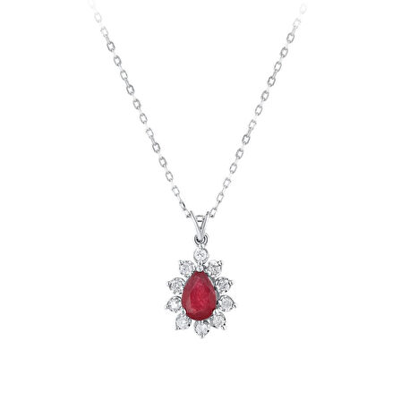 0.14 Karat Pırlanta Fantezi Yakut Kolye