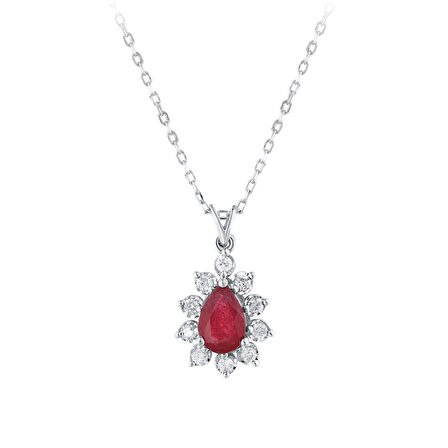 0.14 Karat Pırlanta Fantezi Yakut Kolye