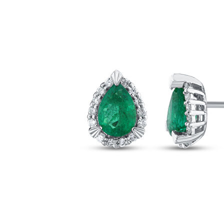 0.32 Karat Zümrüt Taşlı Pırlanta Küpe