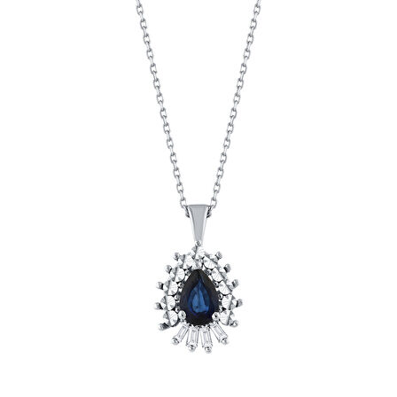 0.05 Karat Safir Taşlı Pırlanta Kolye