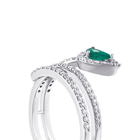 Zümrüt Taşlı Pırlanta Yüzük