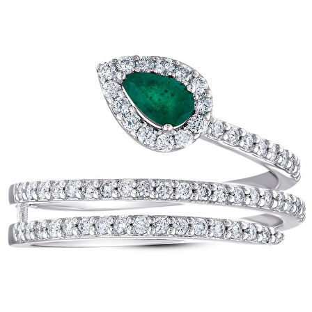 Zümrüt Taşlı Pırlanta Yüzük