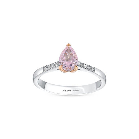 0.06 Karat Pembe Topaz Taşlı Pırlanta Yüzük