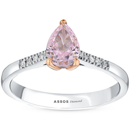 0.06 Karat Pembe Topaz Taşlı Pırlanta Yüzük