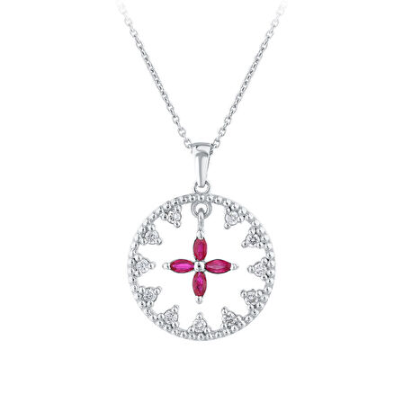 Renkli Taşlı Pırlanta Kolye