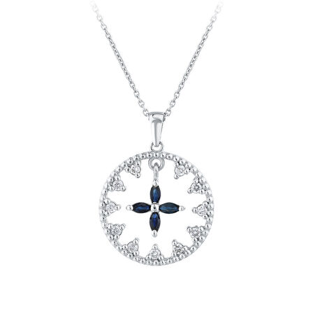 0.15 Karat Safir Taşlı Pırlanta Kolye