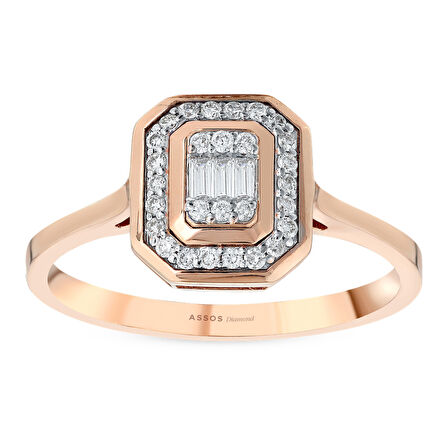 0.15 Karat Pırlanta Baget Taşlı Yüzük