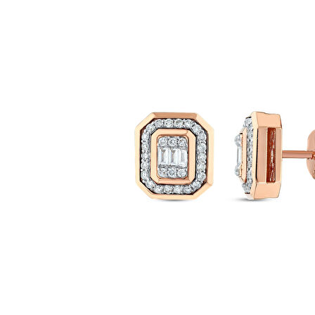 Pırlanta Baget Taşlı Küpe