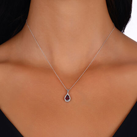 0.10 Karat Yakut Taşlı Pırlanta Kolye