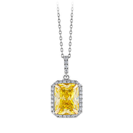 0.14 Karat Sarı Topaz Taşlı Pırlanta Kolye