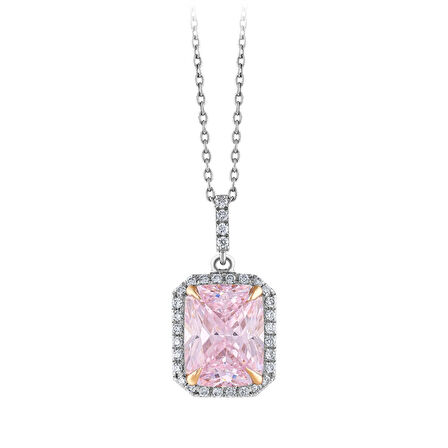 0.14 Karat Pembe Topaz Taşlı Pırlanta Kolye