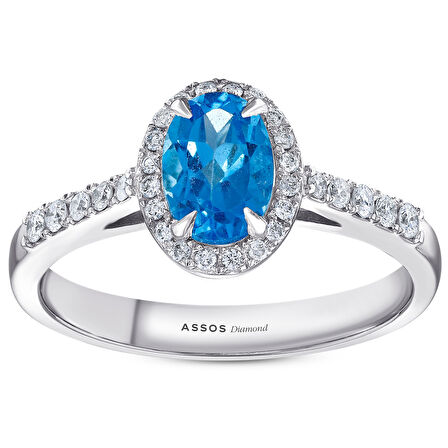 0.20 Karat Mavi Topaz Taşlı Pırlanta Yüzük