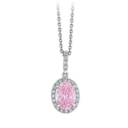Pembe Topaz Taşlı Pırlanta Kolye