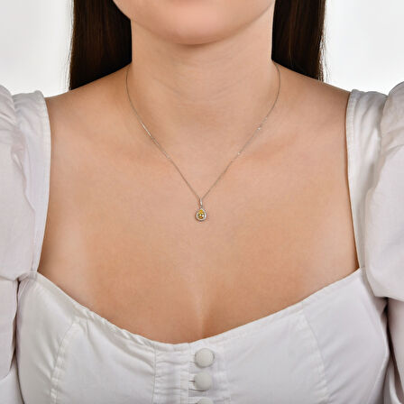 Pırlanta Violet Taşlı Kolye