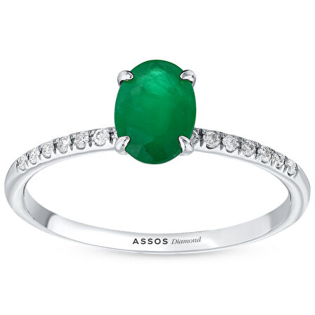 0.08 Karat Zümrüt Taşlı Pırlanta Yüzük