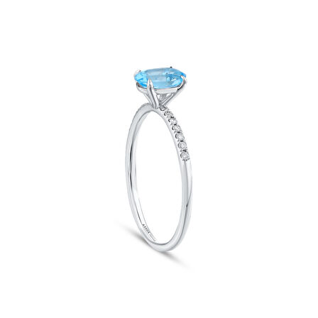 0.08 Karat Aquamarine Taşlı Pırlanta Yüzük