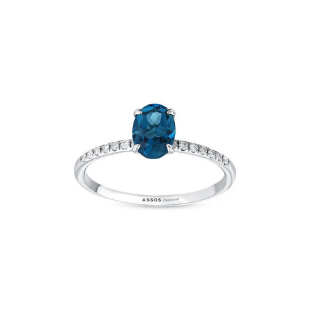 0.07 Karat London Blue Topaz Taşlı Pırlanta Yüzük