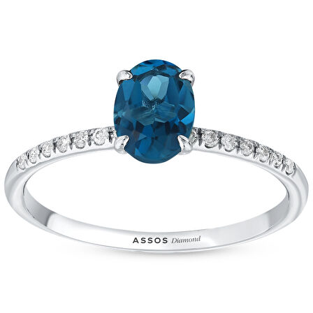 0.07 Karat London Blue Topaz Taşlı Pırlanta Yüzük