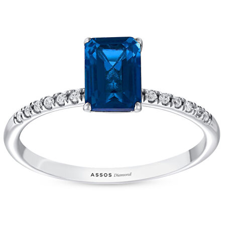 0.07 Karat London Blue Topaz Taşlı Pırlanta Yüzük